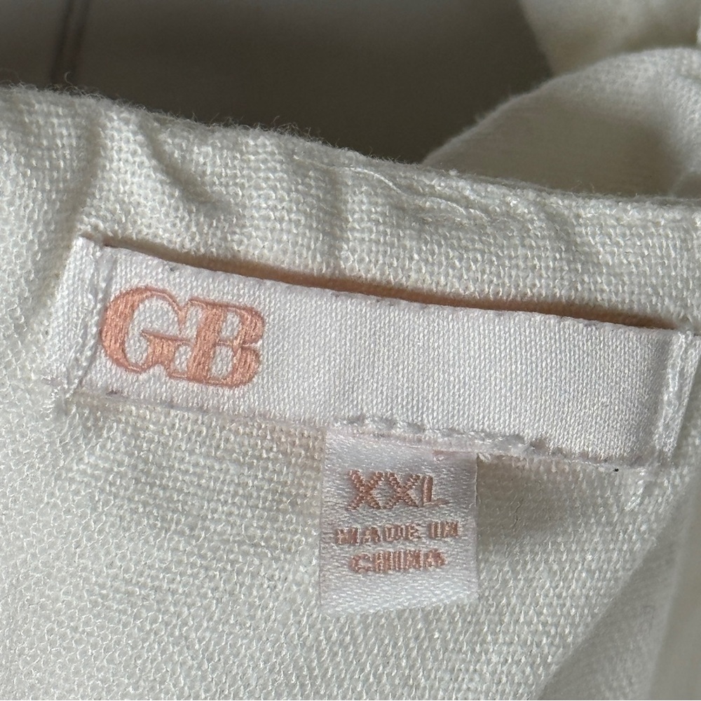 GB Linen Blend White Ruffle Mini Tank Dress Spring Summer Minimalist Chic XXL - Picture 9 of 12